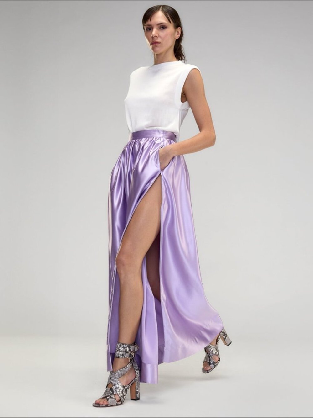 Cynthia Rowley Elegant Lavender Satin Skirt NWT
